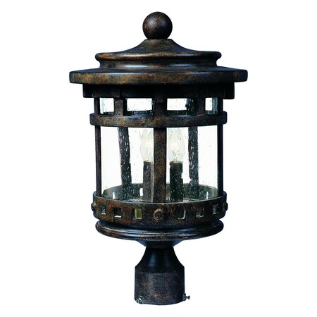 Maxim Three Light Sienna Seedy Glass Post Light 3136CDSE